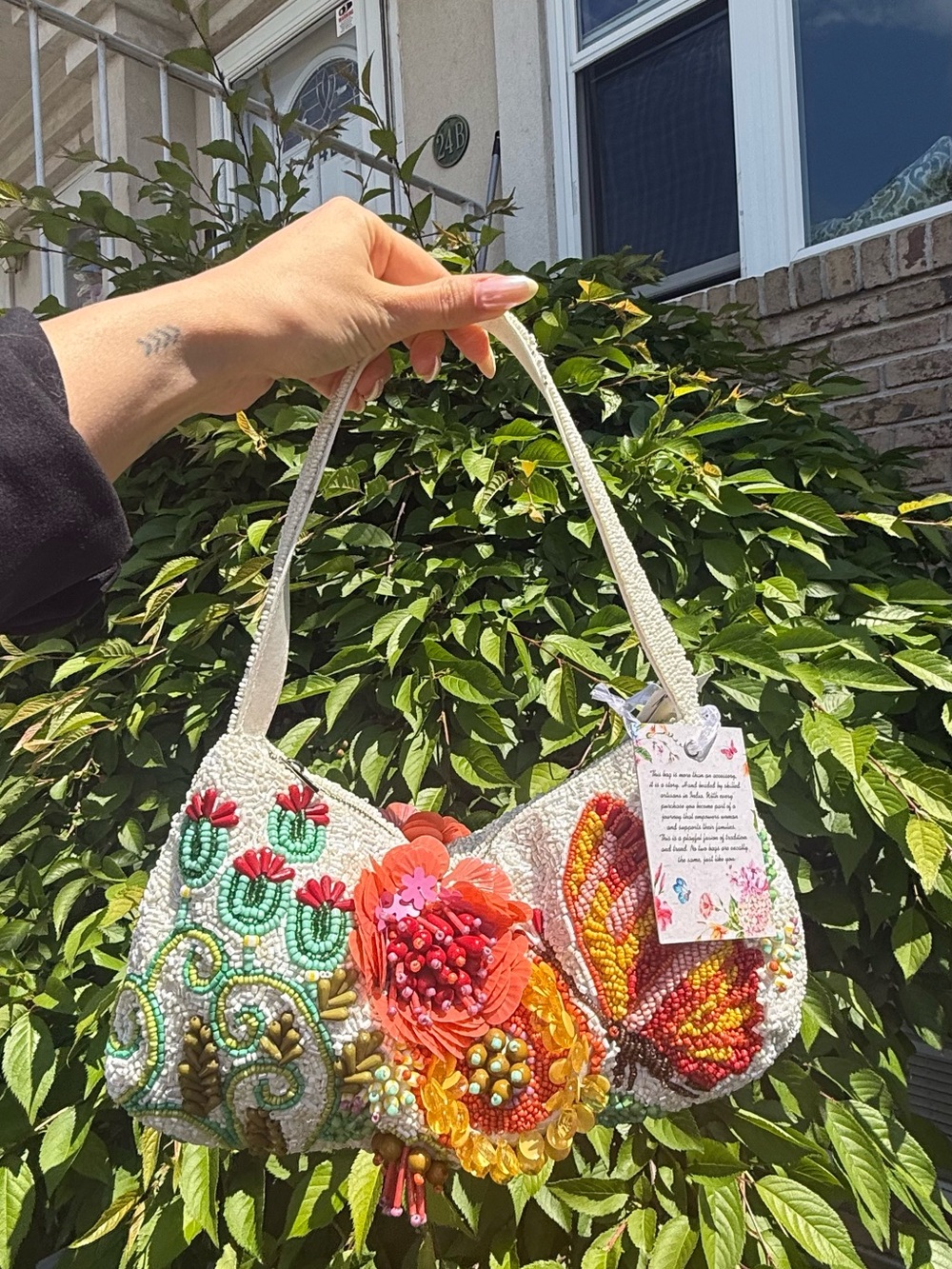 Butterfly Floral Beaded Sequin 3D Shoulder Bag Viral TikTok NWT